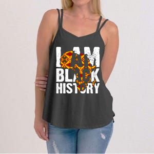 I Am Black History Month Melanin African Map Juneteenth Cool Gift Women's Strappy Tank