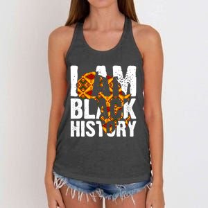 I Am Black History Month Melanin African Map Juneteenth Cool Gift Women's Knotted Racerback Tank