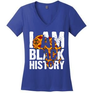 I Am Black History Month Melanin African Map Juneteenth Cool Gift Women's V-Neck T-Shirt