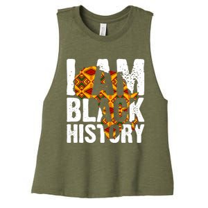 I Am Black History Month Melanin African Map Juneteenth Cool Gift Women's Racerback Cropped Tank