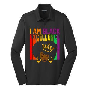 I Am Black Excellence Silk Touch Performance Long Sleeve Polo