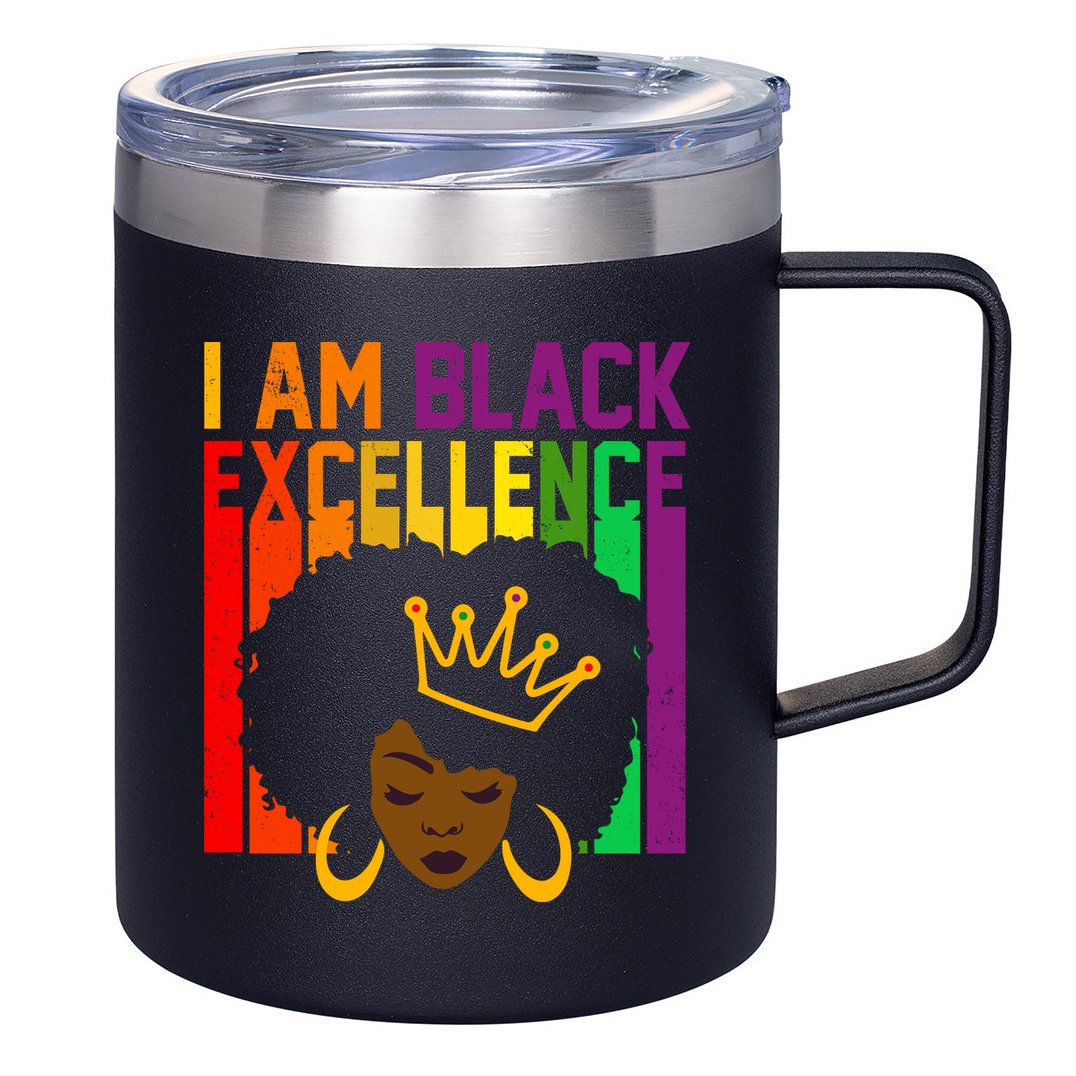 I Am Black Excellence 12oz Stainless Steel Coffee Mug