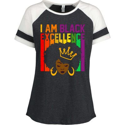 I Am Black Excellence Enza Ladies Jersey Colorblock Tee