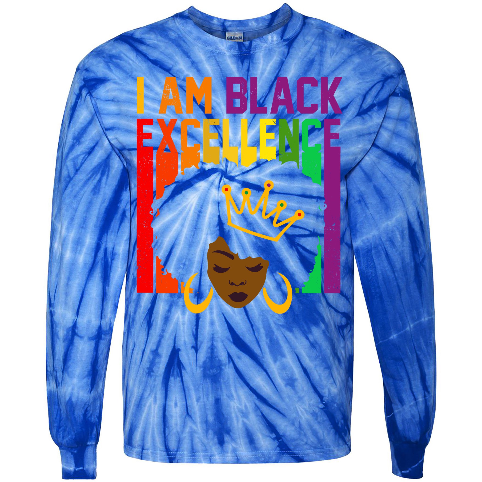 I Am Black Excellence Tie-Dye Long Sleeve Shirt