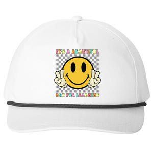 ItS A Beautiful Day For Learning Retro Groovy Teacher Snapback Five-Panel Rope Hat