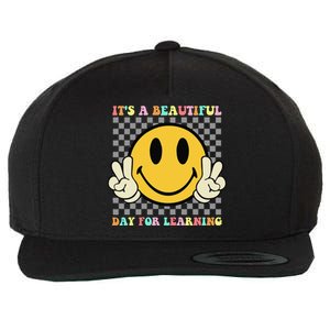 ItS A Beautiful Day For Learning Retro Groovy Teacher Wool Snapback Cap