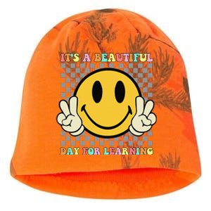 ItS A Beautiful Day For Learning Retro Groovy Teacher Kati - Camo Knit Beanie