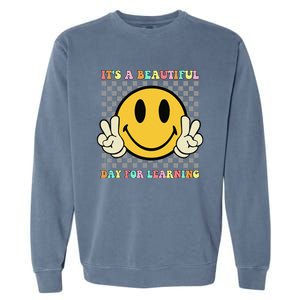 ItS A Beautiful Day For Learning Retro Groovy Teacher Garment-Dyed Sweatshirt