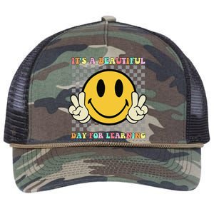 ItS A Beautiful Day For Learning Retro Groovy Teacher Retro Rope Trucker Hat Cap