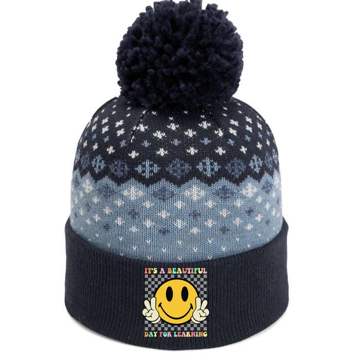 ItS A Beautiful Day For Learning Retro Groovy Teacher The Baniff Cuffed Pom Beanie