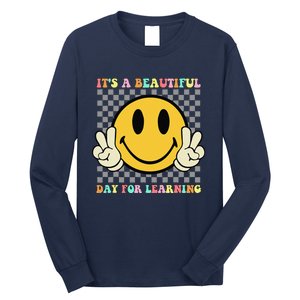 ItS A Beautiful Day For Learning Retro Groovy Teacher Long Sleeve Shirt