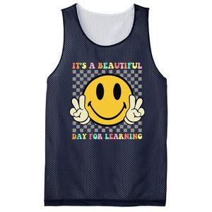 ItS A Beautiful Day For Learning Retro Groovy Teacher Mesh Reversible Basketball Jersey Tank