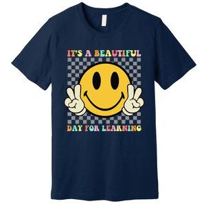 ItS A Beautiful Day For Learning Retro Groovy Teacher Premium T-Shirt