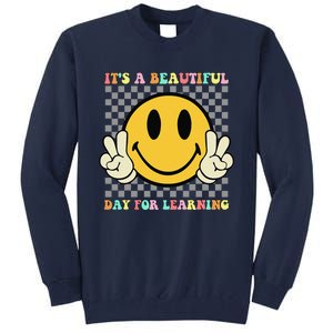 ItS A Beautiful Day For Learning Retro Groovy Teacher Tall Sweatshirt