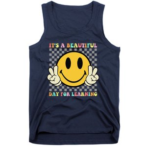 ItS A Beautiful Day For Learning Retro Groovy Teacher Tank Top