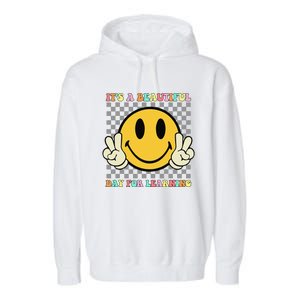 ItS A Beautiful Day For Learning Retro Groovy Teacher Garment-Dyed Fleece Hoodie