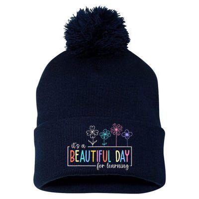 ItS A Beautiful Day For Learning Teacher Students Pom Pom 12in Knit Beanie