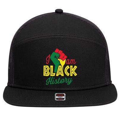 I Am Black History Month African American Pride Celebration 7 Panel Mesh Trucker Snapback Hat