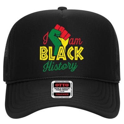 I Am Black History Month African American Pride Celebration High Crown Mesh Back Trucker Hat