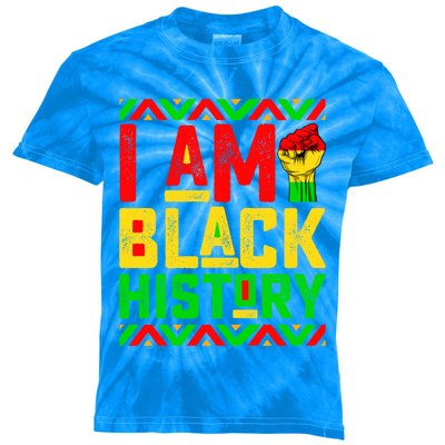 I Am Black History Month Pink And Green Juneteenth Gift Kids Tie-Dye T-Shirt