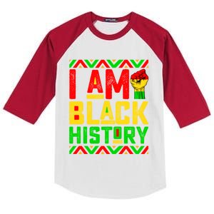 I Am Black History Month Pink And Green Juneteenth Gift Kids Colorblock Raglan Jersey