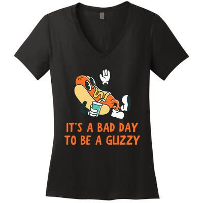 It’S A Bad Day To Be A Glizzy 4th Of July Hot Dog Lovers Women's V-Neck T-Shirt