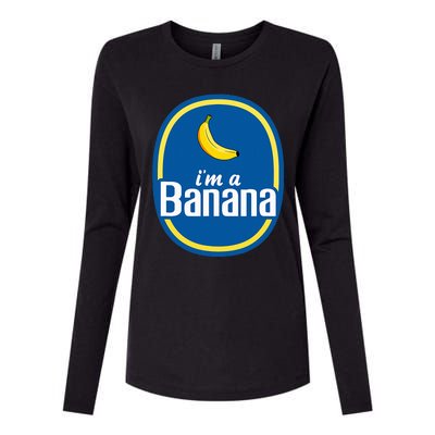 IM A Banana Costume Halloween Fruit Sticker Yellow Womens Cotton Relaxed Long Sleeve T-Shirt