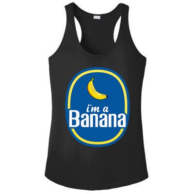 IM A Banana Costume Halloween Fruit Sticker Yellow Ladies PosiCharge Competitor Racerback Tank