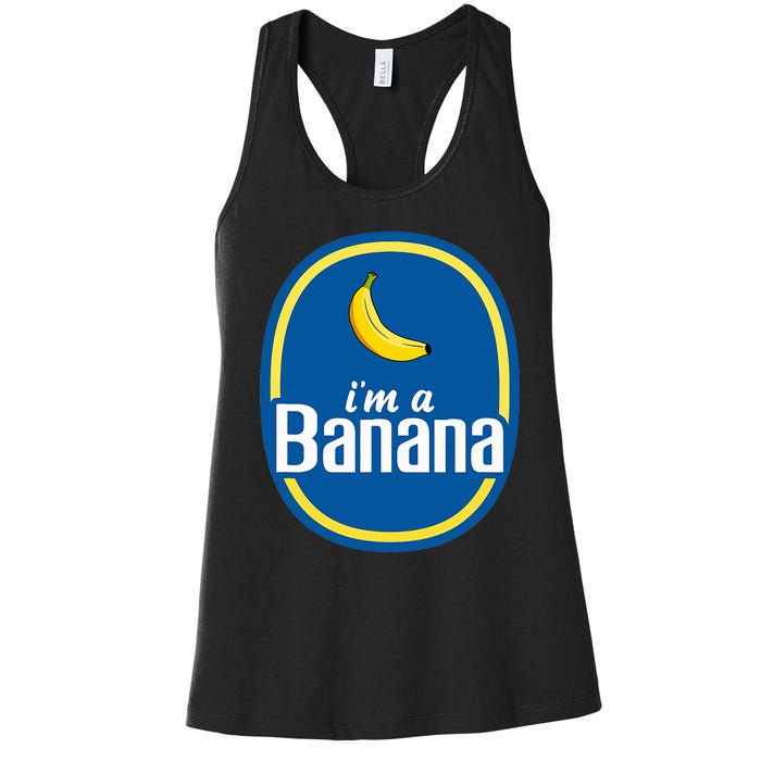 IM A Banana Costume Halloween Fruit Sticker Yellow Women's Racerback Tank