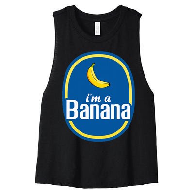 IM A Banana Costume Halloween Fruit Sticker Yellow Women's Racerback Cropped Tank