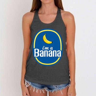 IM A Banana Costume Halloween Fruit Sticker Yellow Women's Knotted Racerback Tank