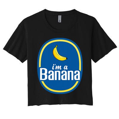 IM A Banana Costume Halloween Fruit Sticker Yellow Women's Crop Top Tee