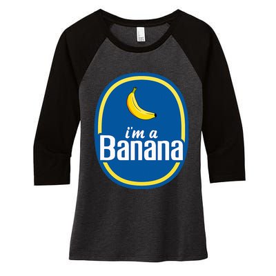 IM A Banana Costume Halloween Fruit Sticker Yellow Women's Tri-Blend 3/4-Sleeve Raglan Shirt