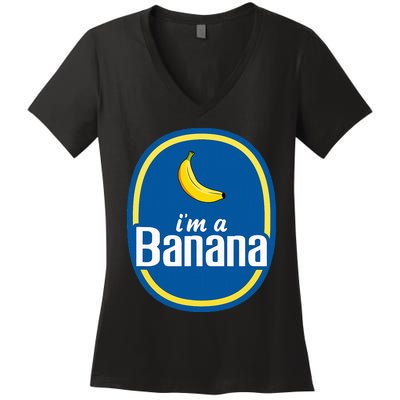 IM A Banana Costume Halloween Fruit Sticker Yellow Women's V-Neck T-Shirt