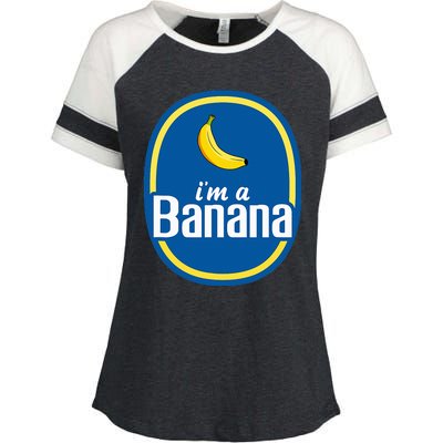 IM A Banana Costume Halloween Fruit Sticker Yellow Enza Ladies Jersey Colorblock Tee