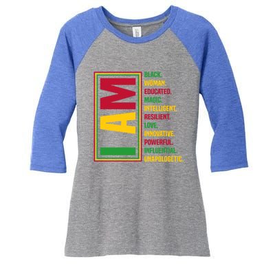 I Am Black Black History Month Gift Women's Tri-Blend 3/4-Sleeve Raglan Shirt