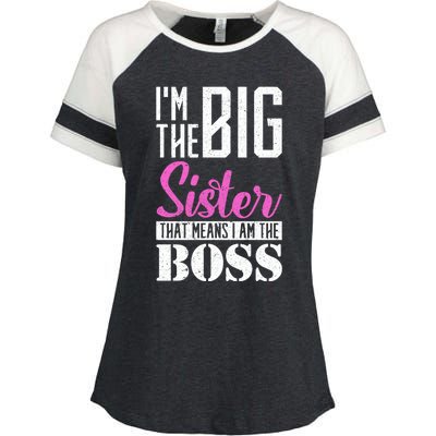 I Am Big Sister That Means I Am The Boss Older Sister Cute Gift Enza Ladies Jersey Colorblock Tee