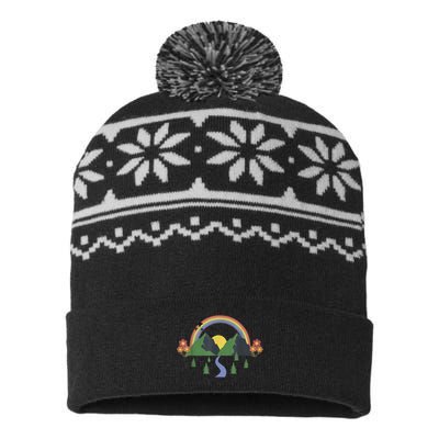 It's A Beautiful Day To Smash The Patriarchy Retro Feminism USA-Made Snowflake Beanie