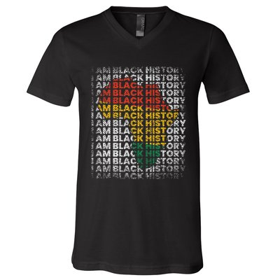 I Am Black History Month African American  V-Neck T-Shirt