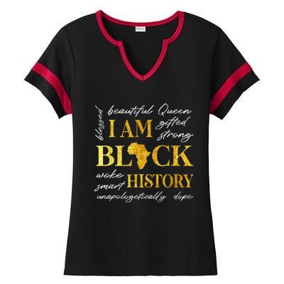 I Am Black History Month African American Ladies Halftime Notch Neck Tee