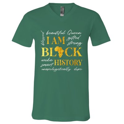 I Am Black History Month African American V-Neck T-Shirt