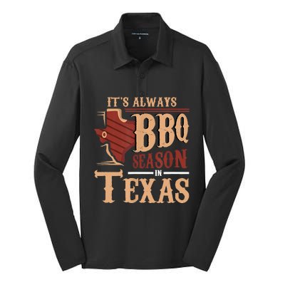 Its Always BBQ Season In Texas Barbecue Silk Touch Performance Long Sleeve Polo