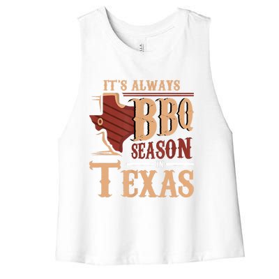 Its Always BBQ Season In Texas Barbecue Women's Racerback Cropped Tank