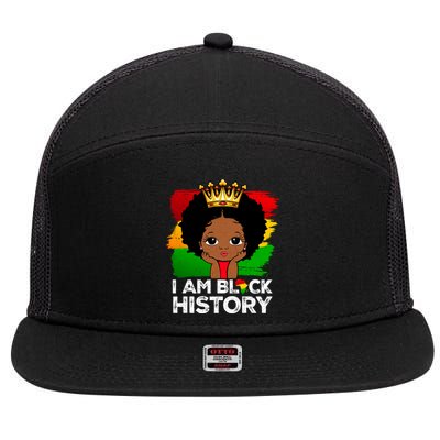 I Am Black History Month Juneteenth Black Melanin Gift 7 Panel Mesh Trucker Snapback Hat