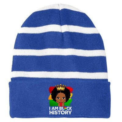 I Am Black History Month Juneteenth Black Melanin Gift Striped Beanie with Solid Band