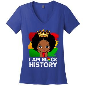 I Am Black History Month Juneteenth Black Melanin Gift Women's V-Neck T-Shirt