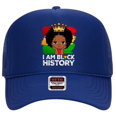 I Am Black History Month Juneteenth Black Melanin Gift High Crown Mesh Back Trucker Hat