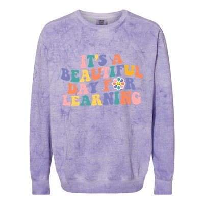 It's A Beautiful Day For Learning Back To School Retro Colorblast Crewneck Sweatshirt