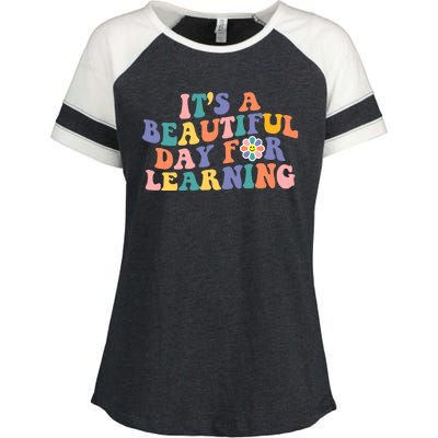 It's A Beautiful Day For Learning Back To School Retro Enza Ladies Jersey Colorblock Tee