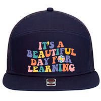 It's A Beautiful Day For Learning Back To School Retro 7 Panel Mesh Trucker Snapback Hat